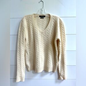 Lauren by Ralph Lauren Women’s 100% Cashmere Cable Knit V Neck Sweater